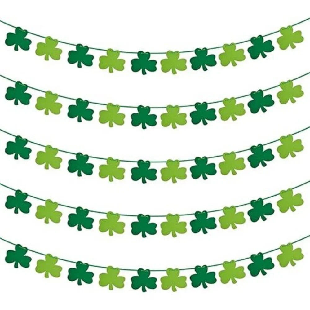 St Patricks Day Decorations 5 Pack Shamrock Clover Felt Banner Garland for St